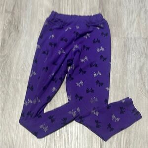 Purple Kids Leggings with Bow Print